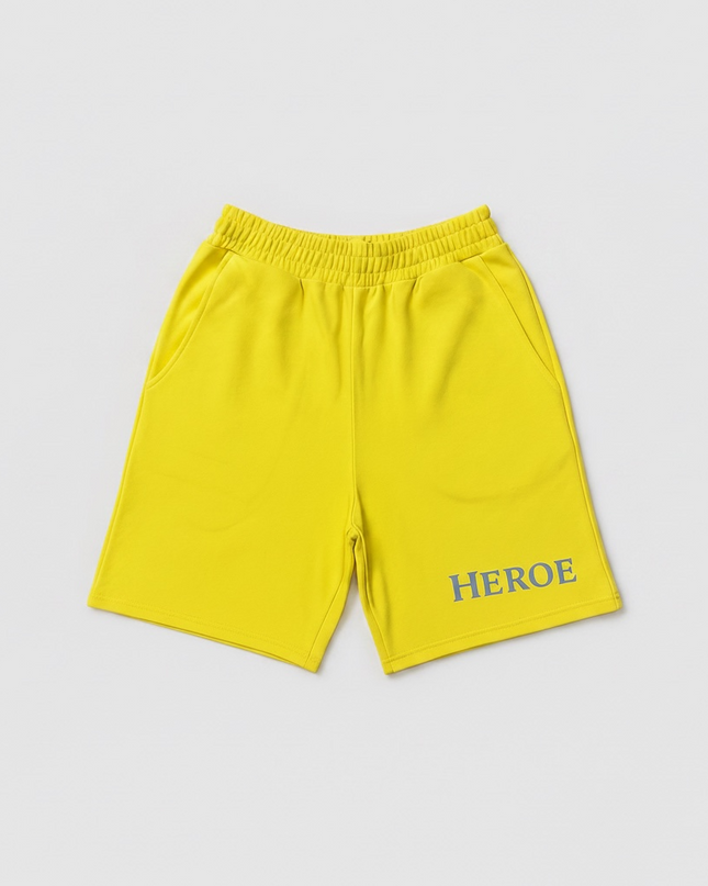 Yellow Cotton Fleece Shorts