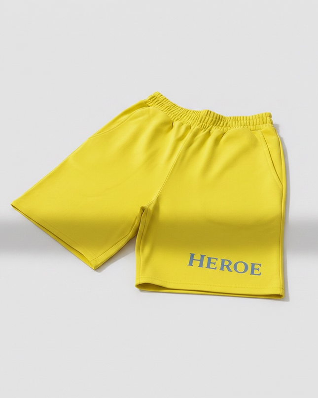 Yellow Cotton Fleece Shorts